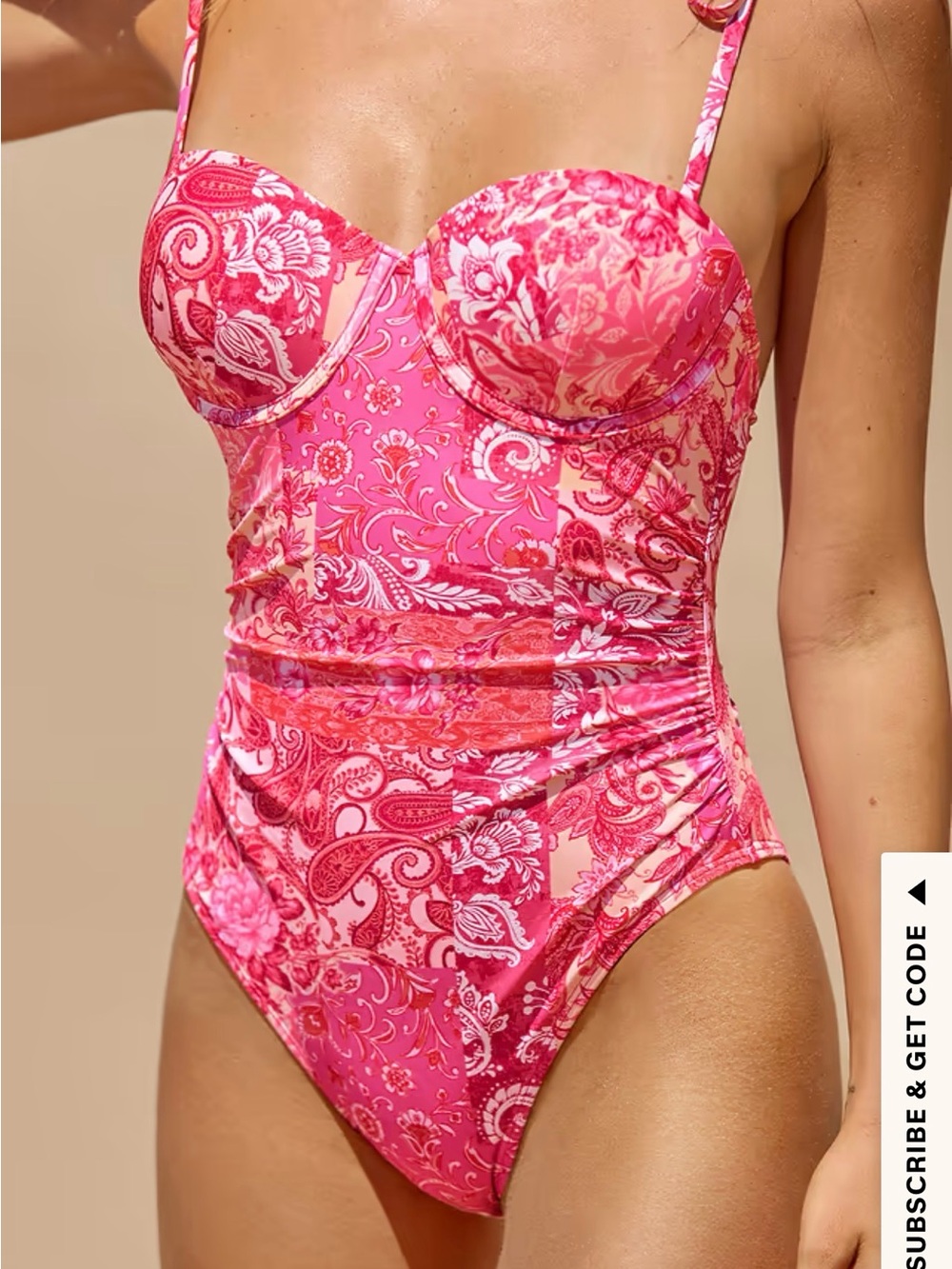 Cupshe Hot Pink Paisley One-Piece Swimsuit